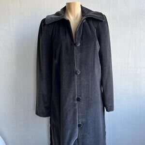 Vintage Grey Gun Metal Velvet Opera Over Coat Long Trench Duster Maxi Goth M